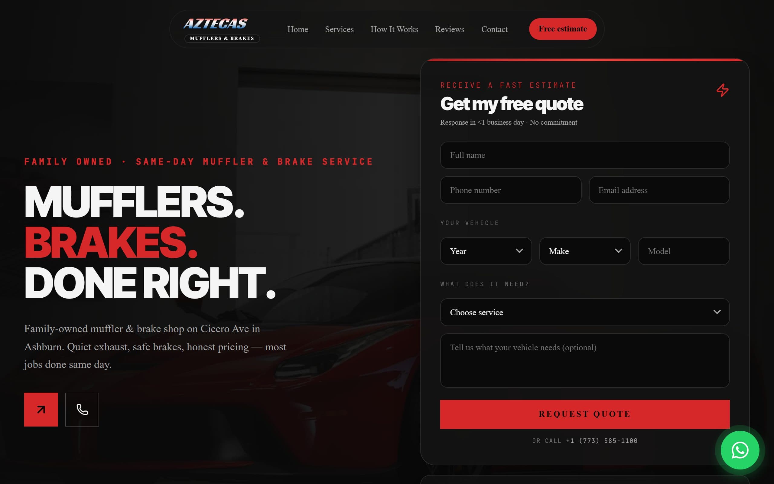 Sitio web de Aztecas Mufflers & Brakes